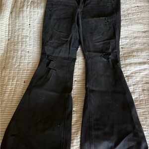 Maurices Black Flare Jeans with Subtle Distress